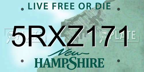 5RXZ171 New Hampshire License Plate