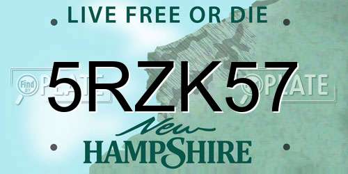 5RZK57 New Hampshire License Plate