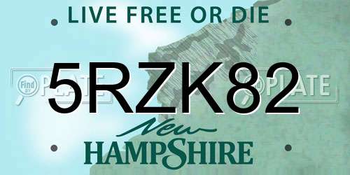 5RZK82 New Hampshire License Plate