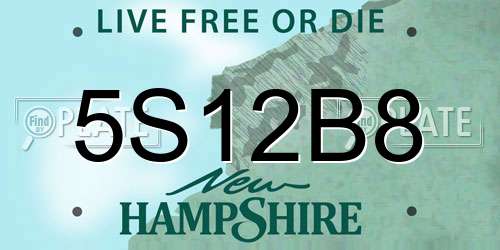 5S12B8 New Hampshire License Plate