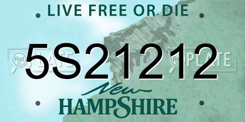 5S21212 New Hampshire License Plate