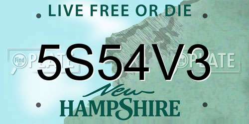 5S54V3 New Hampshire License Plate