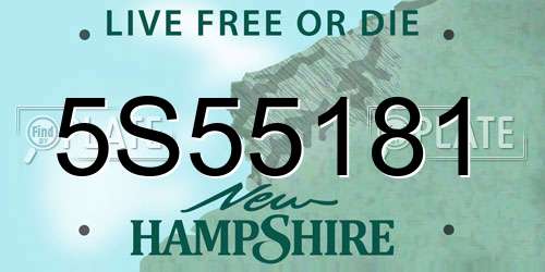 5S55181 New Hampshire License Plate