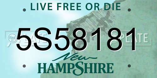 5S58181 New Hampshire License Plate