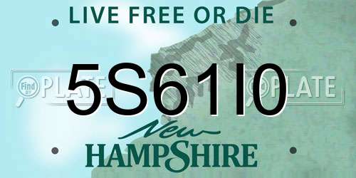 5S61I0 New Hampshire License Plate