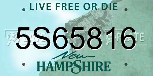 5S65816 New Hampshire License Plate