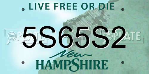 5S65S2 New Hampshire License Plate
