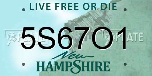 5S67O1 New Hampshire License Plate