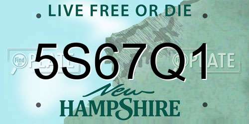 5S67Q1 New Hampshire License Plate