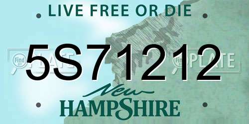 5S71212 New Hampshire License Plate
