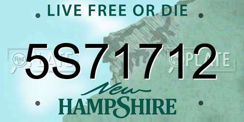 5S71712 New Hampshire License Plate