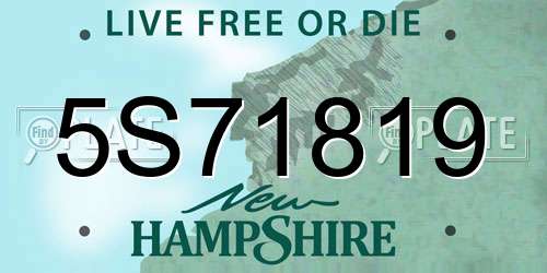 5S71819 New Hampshire License Plate