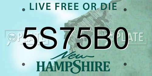 5S75B0 New Hampshire License Plate