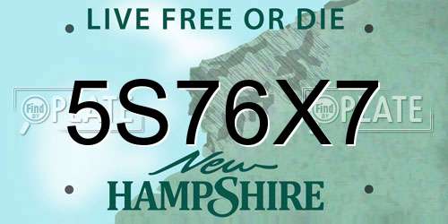 5S76X7 New Hampshire License Plate