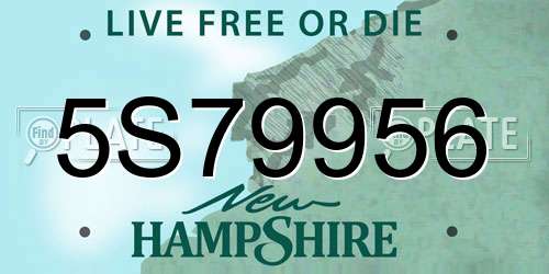 5S79956 New Hampshire License Plate