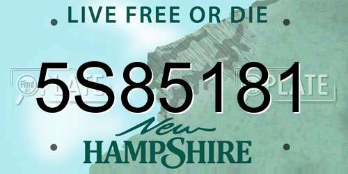 5S85181 New Hampshire License Plate