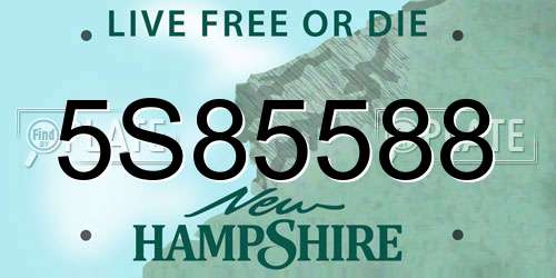 5S85588 New Hampshire License Plate