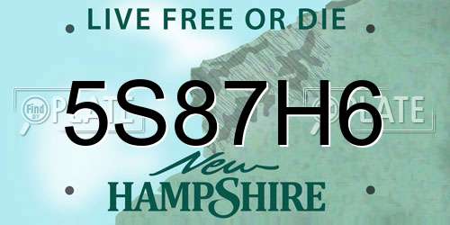5S87H6 New Hampshire License Plate