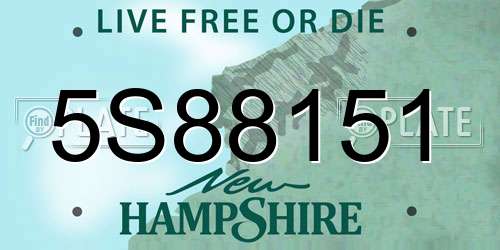 5S88151 New Hampshire License Plate