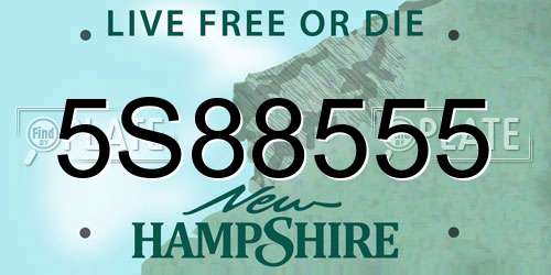 5S88555 New Hampshire License Plate