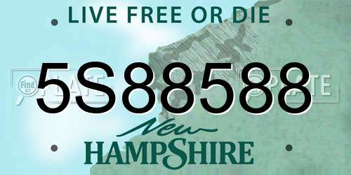 5S88588 New Hampshire License Plate