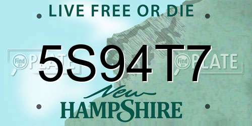 5S94T7 New Hampshire License Plate