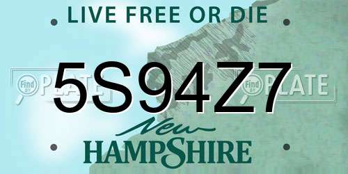 5S94Z7 New Hampshire License Plate