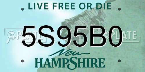 5S95B0 New Hampshire License Plate