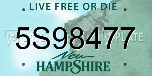 5S98477 New Hampshire License Plate