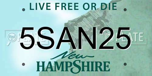 5SAN25 New Hampshire License Plate