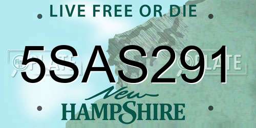 5SAS291 New Hampshire License Plate
