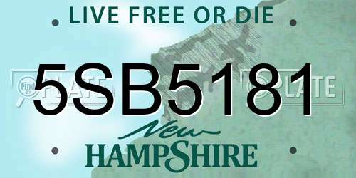 5SB5181 New Hampshire License Plate