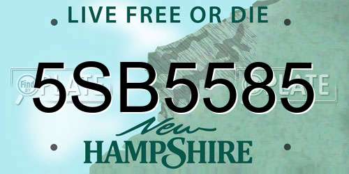 5SB5585 New Hampshire License Plate