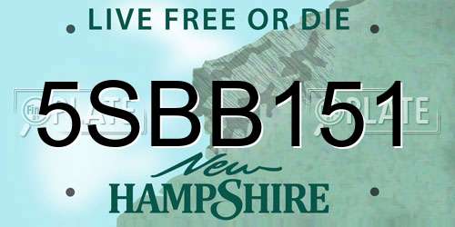 5SBB151 New Hampshire License Plate