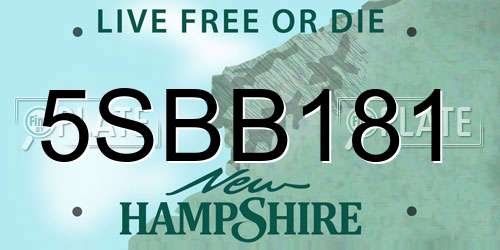 5SBB181 New Hampshire License Plate