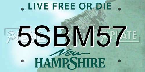 5SBM57 New Hampshire License Plate