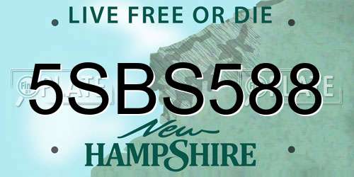 5SBS588 New Hampshire License Plate