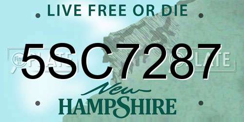 5SC7287 New Hampshire License Plate