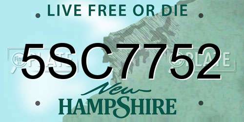 5SC7752 New Hampshire License Plate