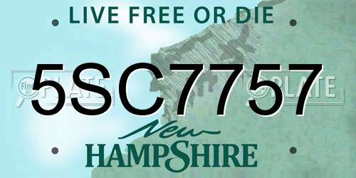 5SC7757 New Hampshire License Plate
