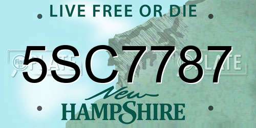 5SC7787 New Hampshire License Plate