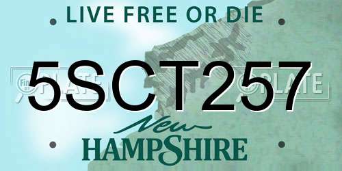 5SCT257 New Hampshire License Plate
