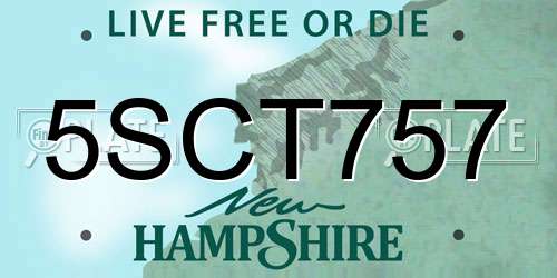 5SCT757 New Hampshire License Plate