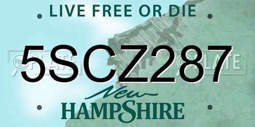 5SCZ287 New Hampshire License Plate