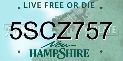 5SCZ757 New Hampshire License Plate