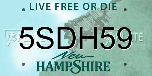 5SDH59 New Hampshire License Plate