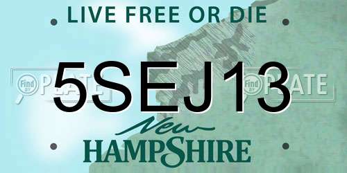 5SEJ13 New Hampshire License Plate