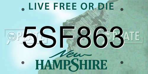 5SF863 New Hampshire License Plate