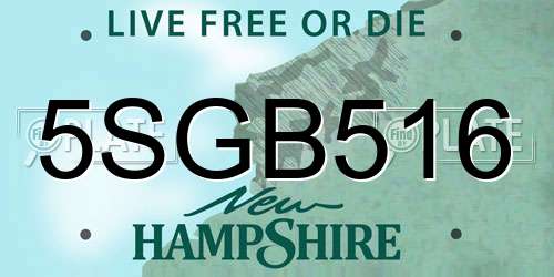 5SGB516 New Hampshire License Plate