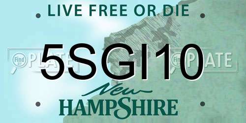5SGI10 New Hampshire License Plate